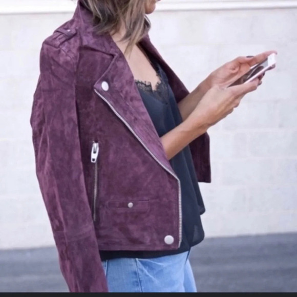 SL8 for Blank NYC Wine Red Burgundy Suede Leather Jacket, size small - Picture 1 of 5